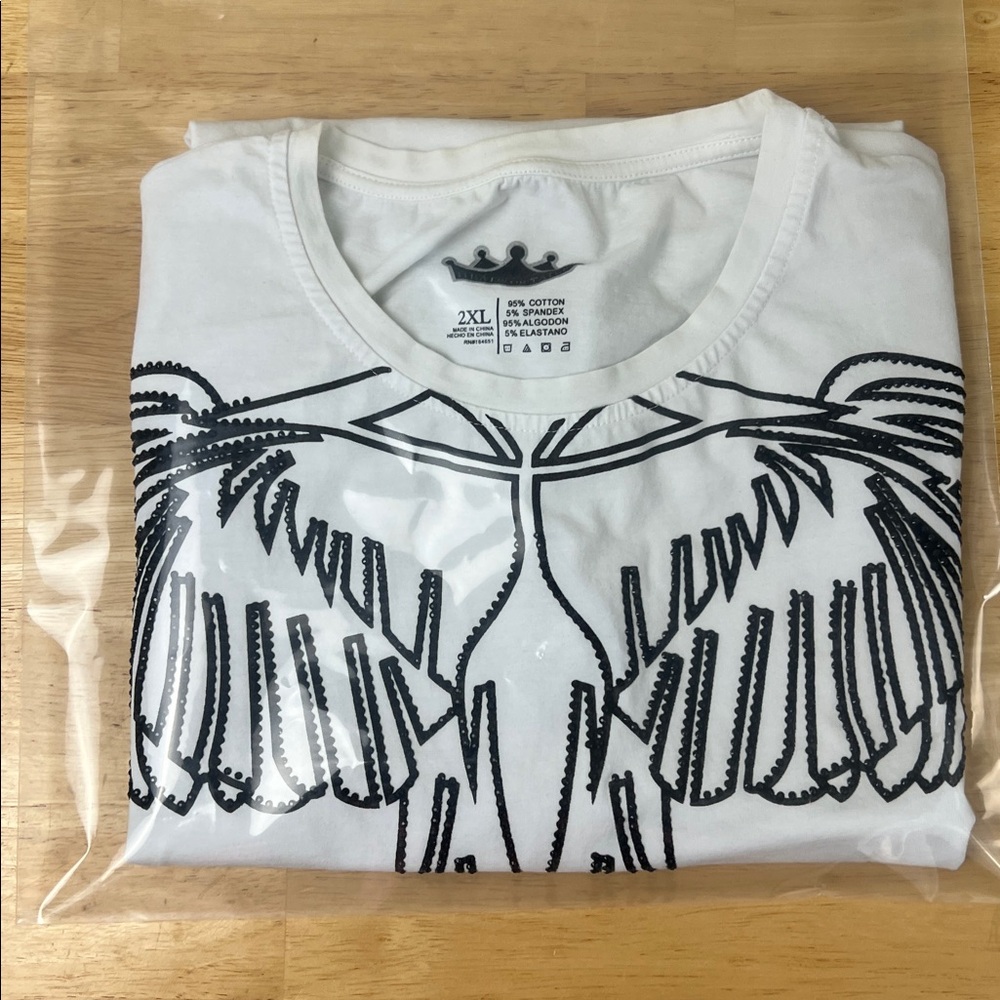 HEADS OR TAILS Rhinestone Studded Graphic Printed T-Shirt, Slim Fit Crewneck Tee - Picture 6 of 7